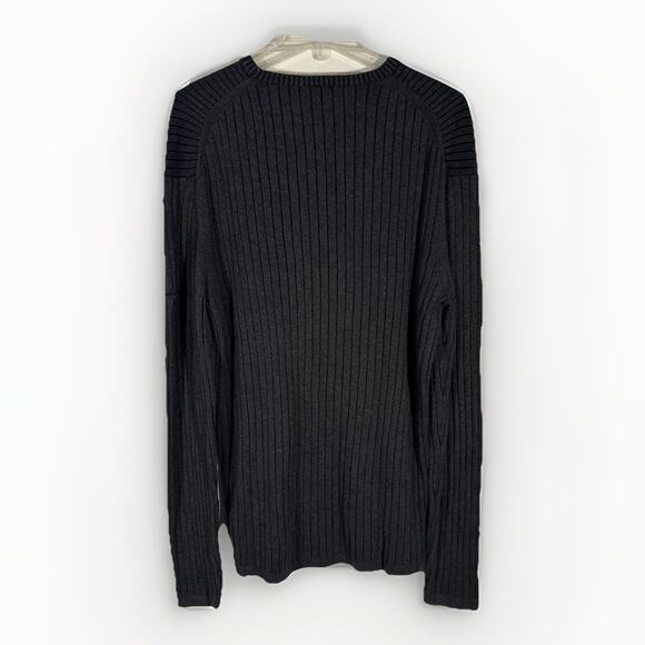 DKNY Jeans Men’s Black Rib Knit Pullover Gorpcore Classicore Y2K Sweater XL - Picture 2 of 4